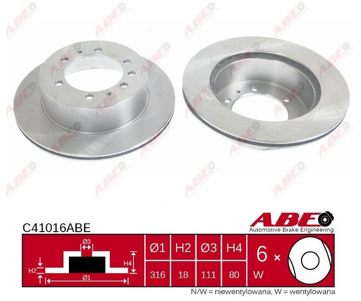 Disc frana NISSAN PATROL GR II Wagon Y61 Producator ABE C41016ABE