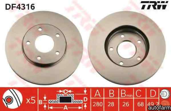 Disc frana NISSAN PRIMERA combi WP12 TRW DF4316