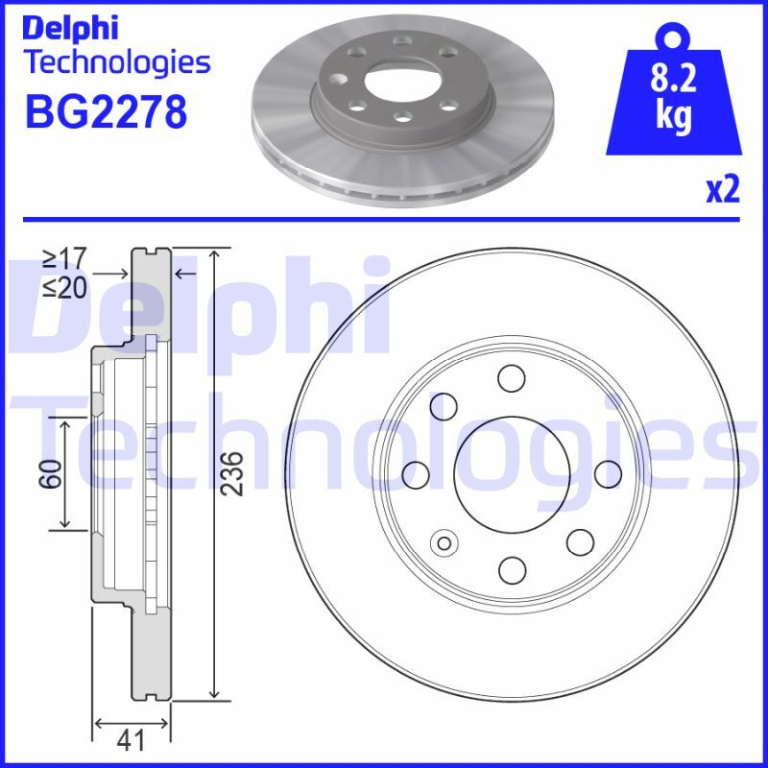 Disc frana # Opel Astra 1992 1993 1994 1995 1996 1997 1998 # BG2278 # DELPHI
