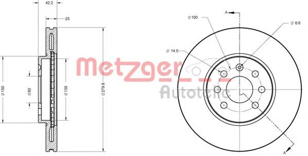 Disc frana OPEL ASTRA H combi L35 METZGER 6110193