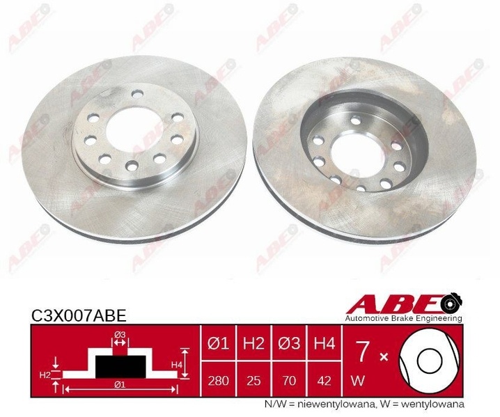 Disc frana OPEL ASTRA H L48 Producator ABE C3X007A