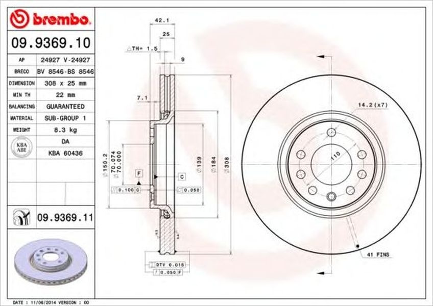 Disc frana OPEL CORSA E Van BREMBO 09936911