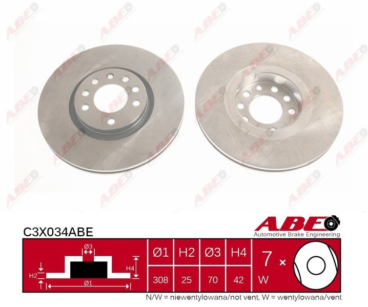 Disc frana OPEL CORSA E Van Producator ABE C3X034A