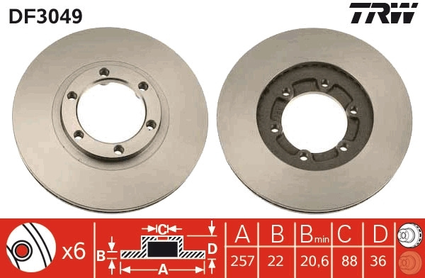 Disc frana # Opel Frontera 1992 1993 1994 1995 1996 1997 1998 # DF3049 # TRW