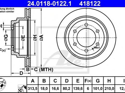 Disc frana OPEL FRONTERA A Sport (5_SUD2), VAUXHALL FRONTERA Mk I (A) Sport, VAUXHALL FRONTERA Mk I (A) - ATE 24.0118-0122.1