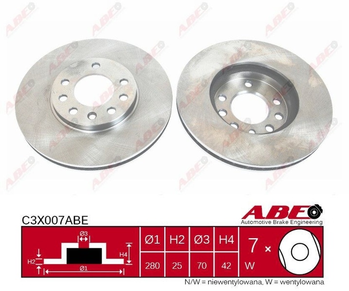 Disc frana OPEL MERIVA B Producator ABE C3X007ABE