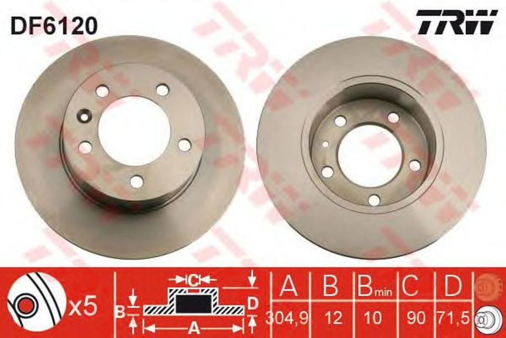 Disc frana OPEL MOVANO B platou sasiu TRW DF6120 PieseDeTop