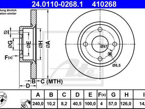 Disc frana OPEL TIGRA TwinTop (2004 - 2020) ATE 24.0110-0268.1