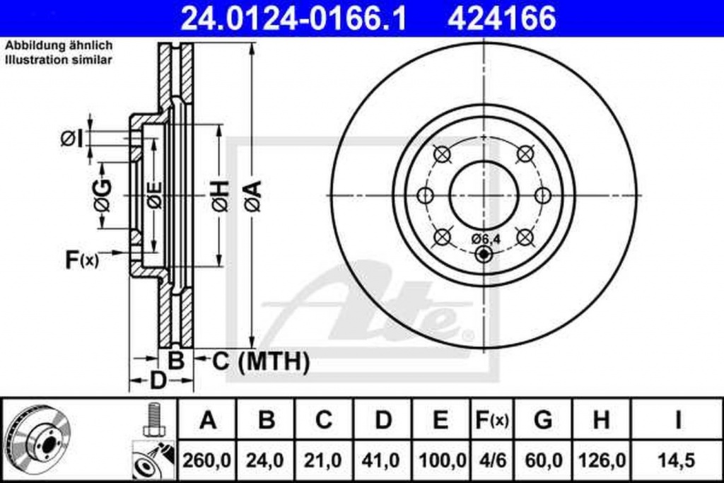 Disc frana OPEL TIGRA TwinTop ATE 24012401661