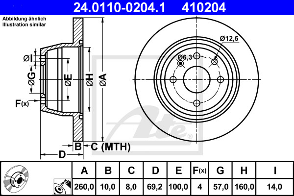 Disc frana # Opel Vectra 1988 1989 # 24 0110 0204 