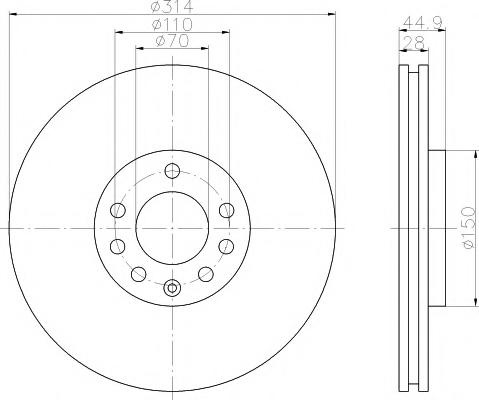 Disc frana OPEL VECTRA C, OPEL VECTRA C GTS, VAUXHALL VECTRA Mk II (C) - HELLA PAGID 8DD 355 109-251