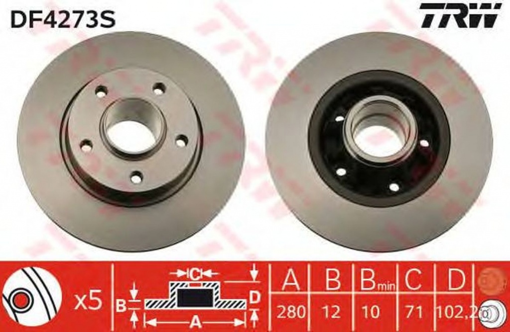 Disc frana OPEL VIVARO Combi J7 TRW DF4273S