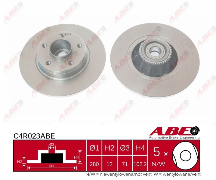 Disc frana OPEL VIVARO nadwozie pe³ne F7 Producator ABE C4R023ABE