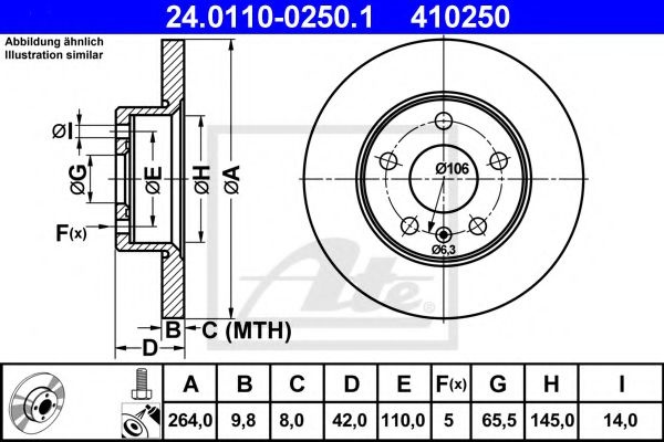 Disc frana OPEL ZAFIRA B (A05) (2005 - 2016) ATE 24.0110-0250.1 piesa NOUA