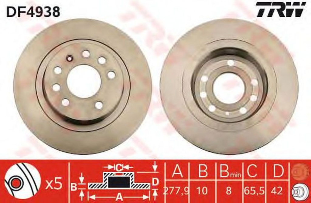 Disc frana OPEL ZAFIRA TOURER C P12 TRW DF4938