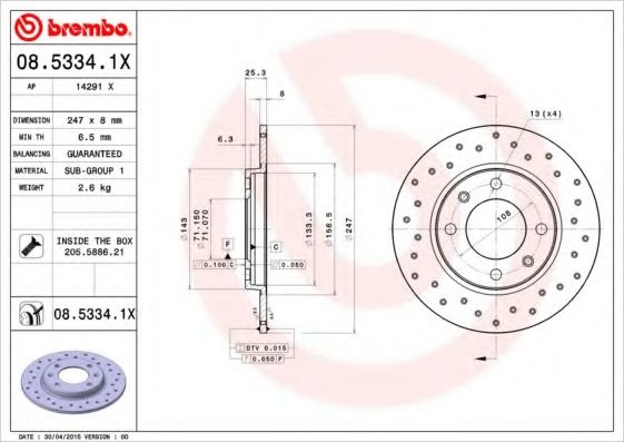 Disc frana PEUGEOT 106 II (1) (1996 - 2016) BREMBO