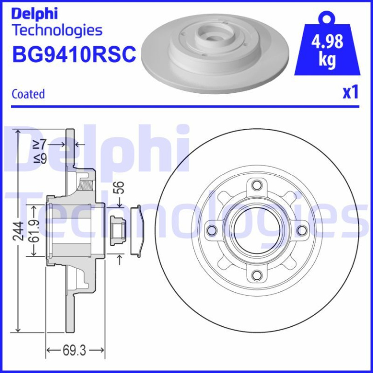 Disc frana # Peugeot 2008 2018 2019 2020 2021 2022 2023 2024 2025 # BG9410RSC # DELPHI