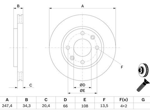 Disc frana PEUGEOT 205 1986-1998 BOSCH 0986478370