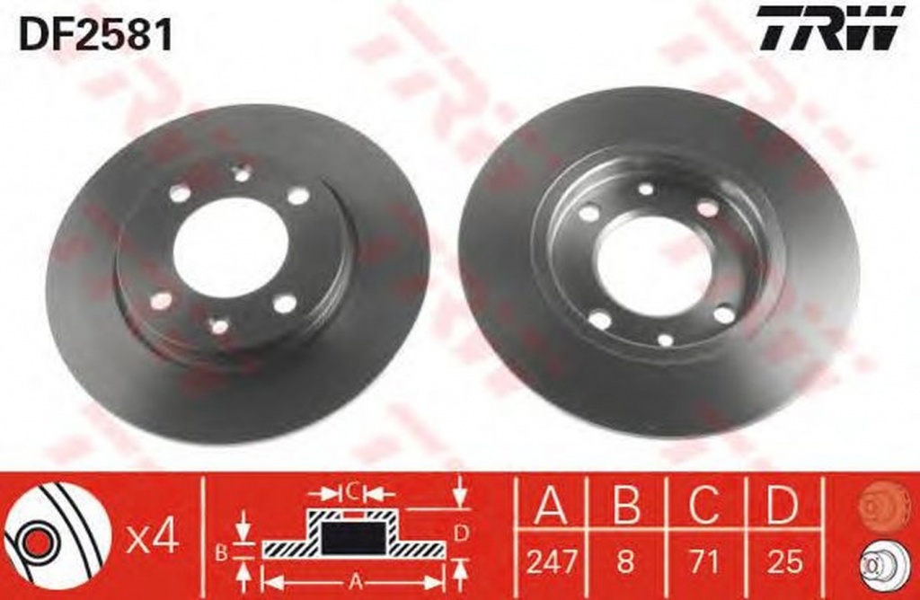 Disc frana PEUGEOT 206 SW 2E K TRW DF2581