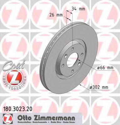 Disc frana PEUGEOT 207 (WA_, WC_) (2006 - 2016) ZIMMERMANN 180.3023.20