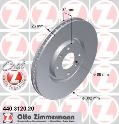 Disc frana PEUGEOT 208 (2012 - 2016) ZIMMERMANN 440.3120.20