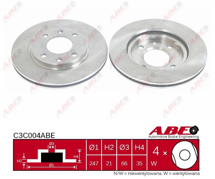 Disc frana PEUGEOT 306 7B N3 N5 Producator ABE C3C