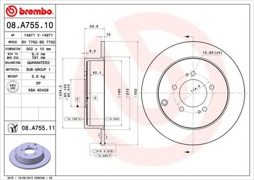 Disc frana PEUGEOT 4007 GP BREMBO 08A75510