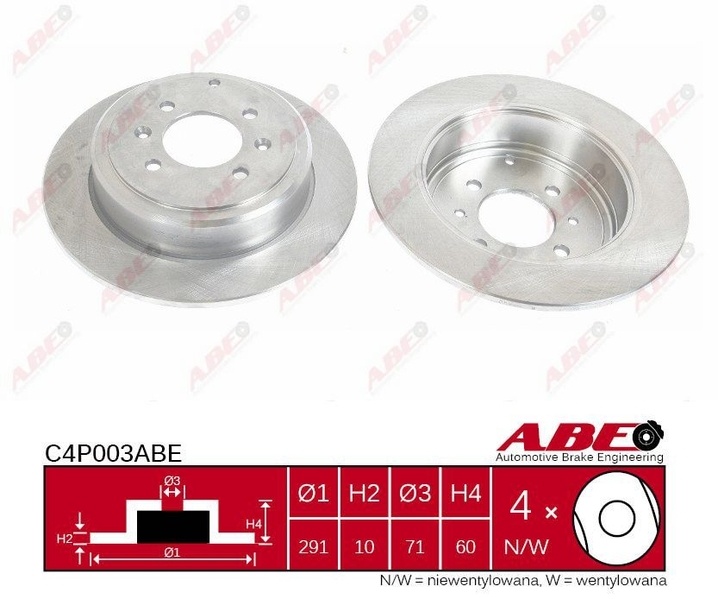 Disc frana PEUGEOT 406 8B Producator ABE C4P003ABE