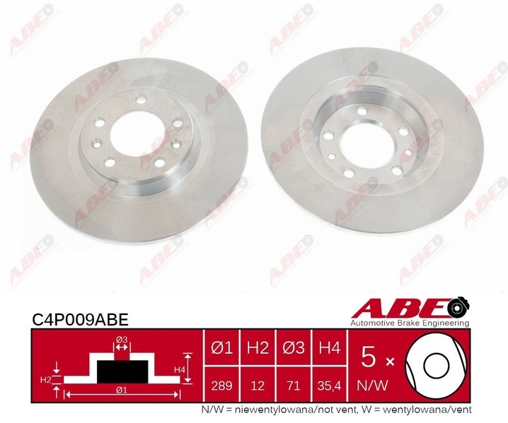 Disc frana PEUGEOT 407 6D Producator ABE C4P009ABE