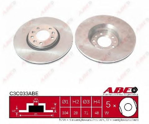 Disc frana PEUGEOT 508 (2010 - 2016) ABE C3C033ABE