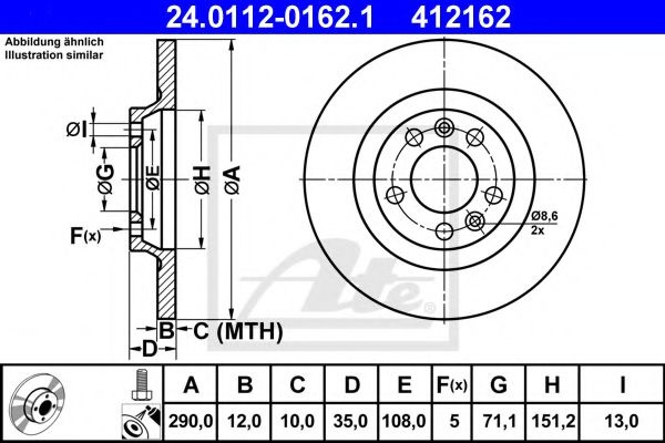Disc frana PEUGEOT 508 SW (2010 - 2016) ATE 24.011