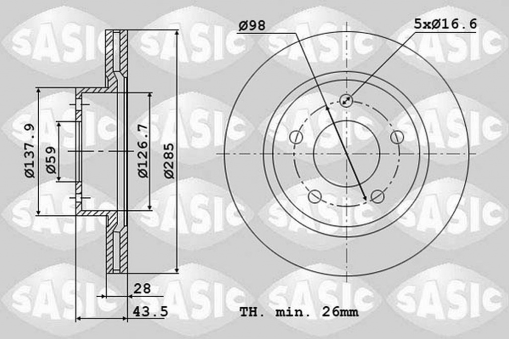 Disc frana PEUGEOT 807 E SASIC 2464P24J