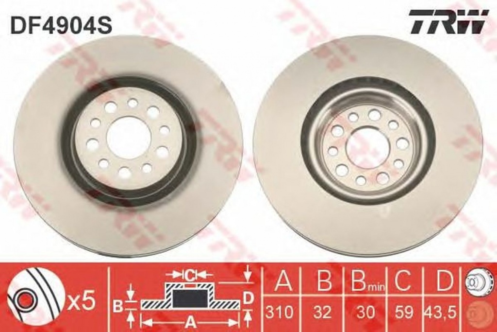 Disc frana PEUGEOT 807 E TRW DF4904S