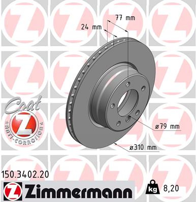 Disc frana punte fata (150340220 ZIMMERMANN) BMW,BMW (BRILLIANCE)