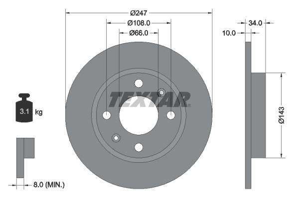 Disc frana punte fata (92029803 TEXTAR) Citroen,DALLAS,PEUGEOT