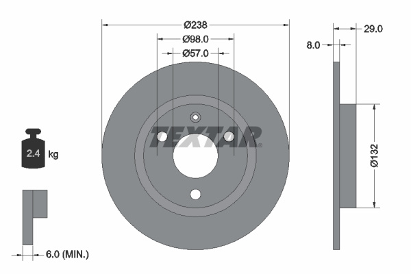 Disc frana punte fata (92038500 TEXTAR) Citroen,MEGA,PEUGEOT,PROTON