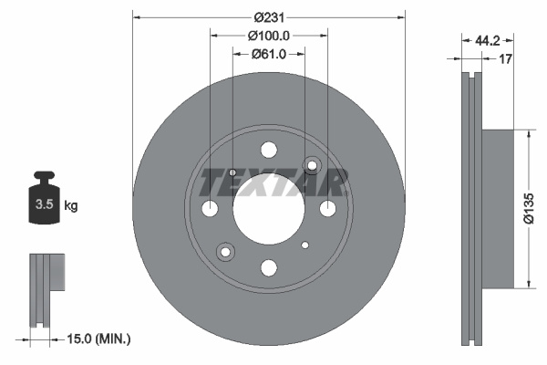 Disc frana punte fata (92046500 TEXTAR) HONDA
