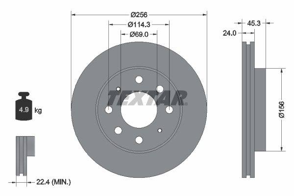 Disc frana punte fata (92103903 TEXTAR) HYUNDAI,KIA,MITSUBISHI,PROTON,VOLVO