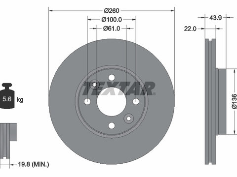 Disc frana punte fata (92119203 TEXTAR) DACIA,LADA,NISSAN,NISSAN (DFAC),RENAULT