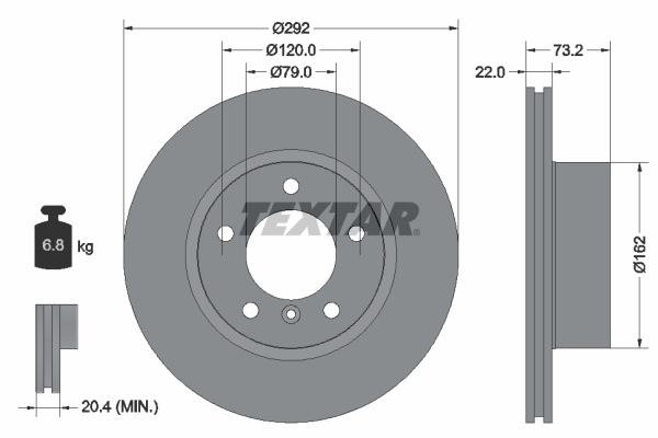 Disc frana punte fata (92132805 TEXTAR) BMW,BMW (BRILLIANCE)