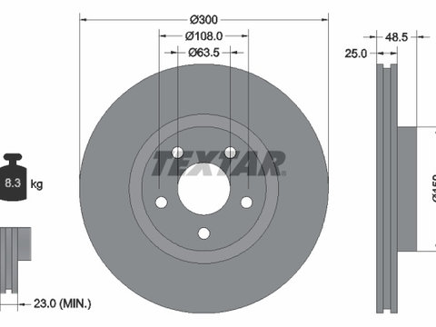 Disc frana punte fata (92141305 TEXTAR) FORD,FORD (CHANGAN),FORD AUSTRALIA,VOLVO,VOLVO (CHANGAN)