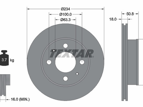 Disc frana punte fata (92146800 TEXTAR) DODGE,HYUNDAI,INOKOM