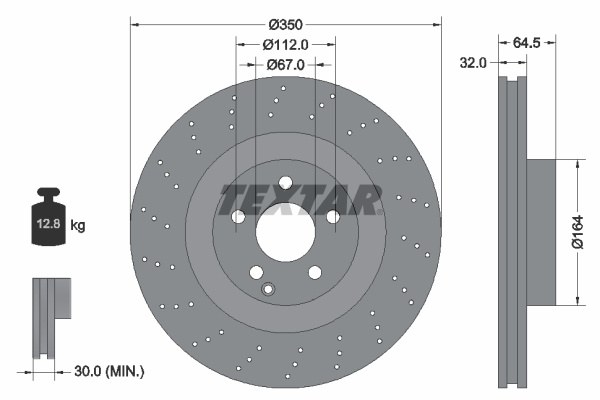 Disc frana punte fata (92176405 TEXTAR) MERCEDES-BENZ