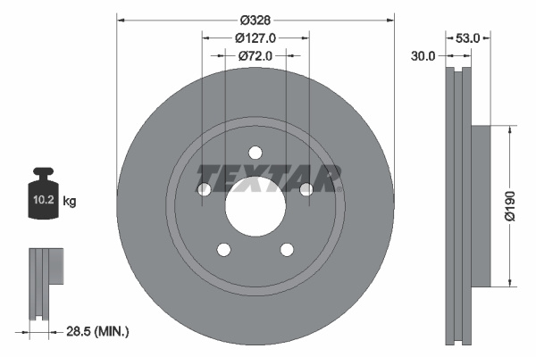 Disc frana punte fata (92184505 TEXTAR) JEEP