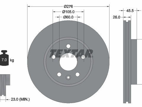 Disc frana punte fata (92198903 TEXTAR) BUICK (SGM),CHEVROLET,CHEVROLET (SGM),DAEWOO,HOLDEN,OPEL,VAUXHALL