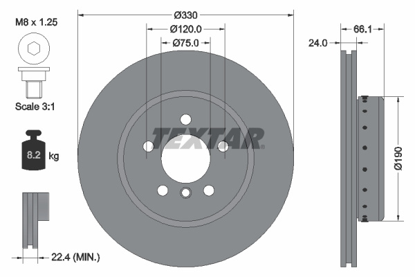 Disc frana punte fata (92265825 TEXTAR) BMW,BMW (BRILLIANCE) 5|5 SERIES