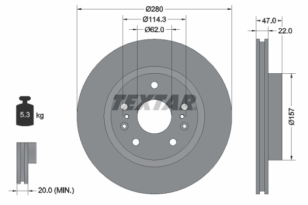 Disc frana punte fata (92268303 TEXTAR) MG (SAIC),SUZUKI,SUZUKI (CHANGAN)