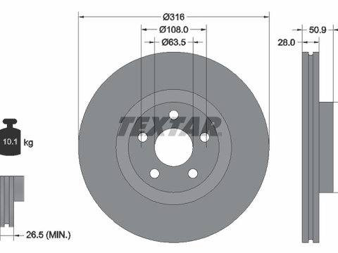 Disc frana punte fata (92317203 TEXTAR) FORD,FORD (CHANGAN)