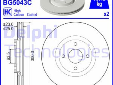 Disc frana punte fata (BG5043C DELPHI) FORD