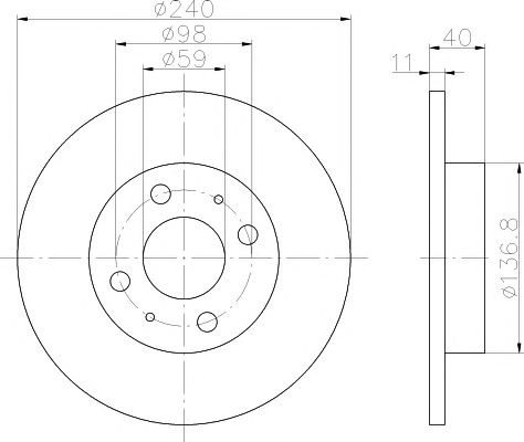 Disc frana punte fata FIAT PUNTO Van (176L) - Cod 